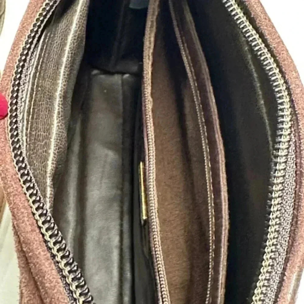 Bally Brown Suede Quilted Leather Shoulder Bag Vintage - Picture 8 of 13